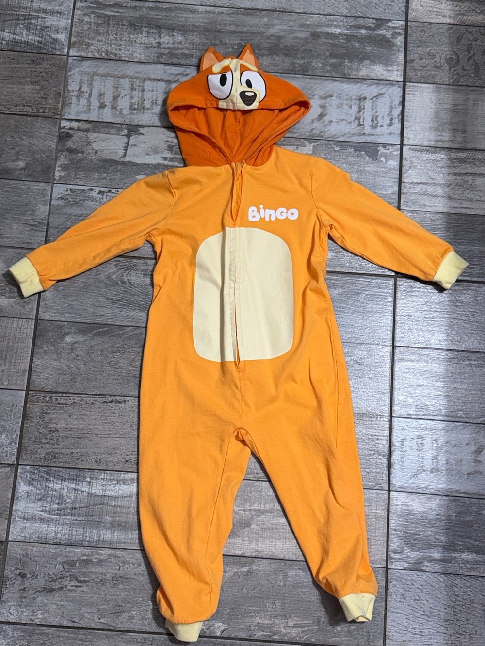 Bingo Orange Fox Hooded Kids One-Piece